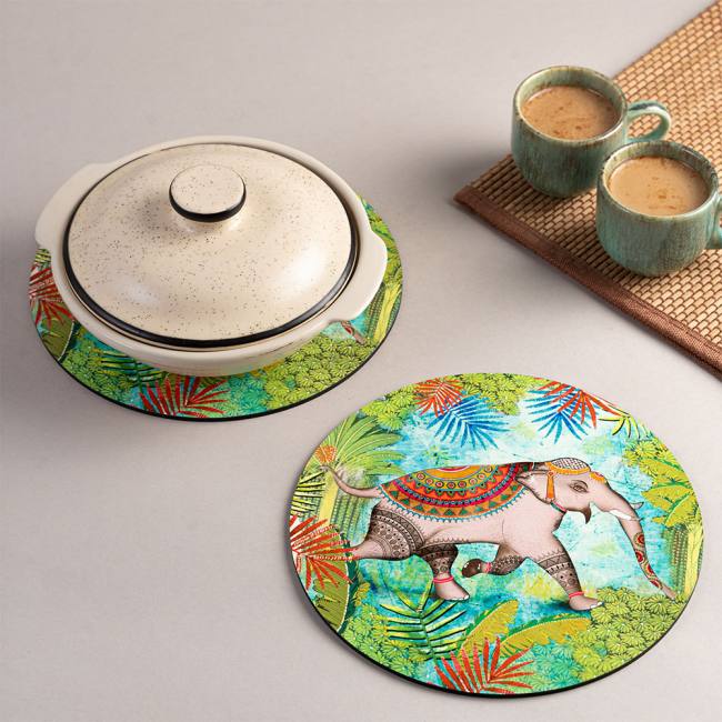 Wooden Coasters (Set of 2) - Tropical Lush