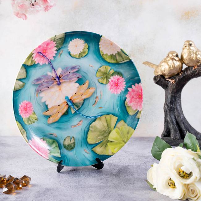Decorative Wall Plate - The Water Tale Of Dragonflies