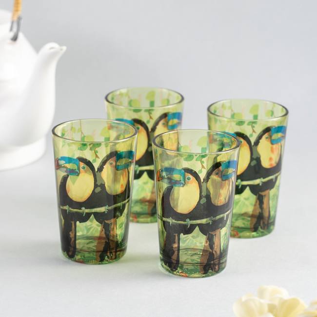 Chai Glasses - Tropical Rain Forest World Toucan