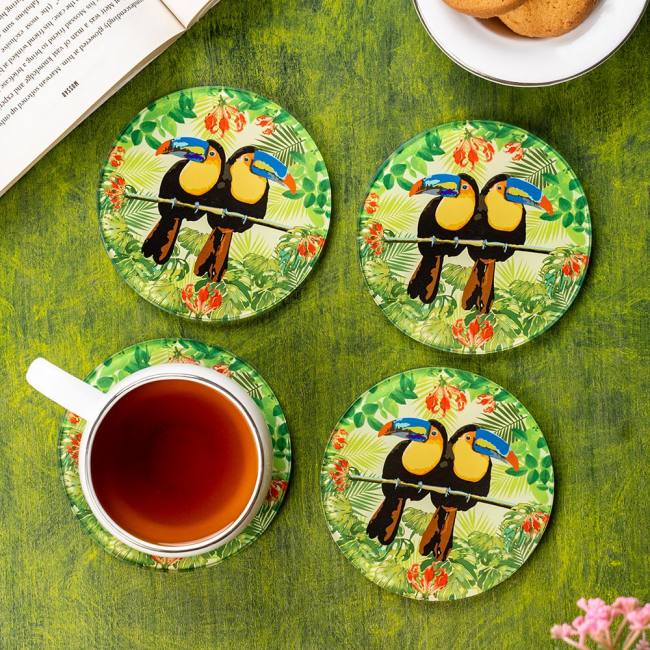 Glass Coasters (Set of 4) - Tropical Lush