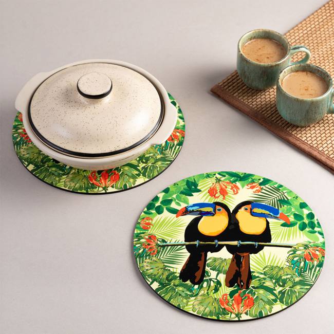 Wooden Coasters (Set of 2) - Tropical Lush