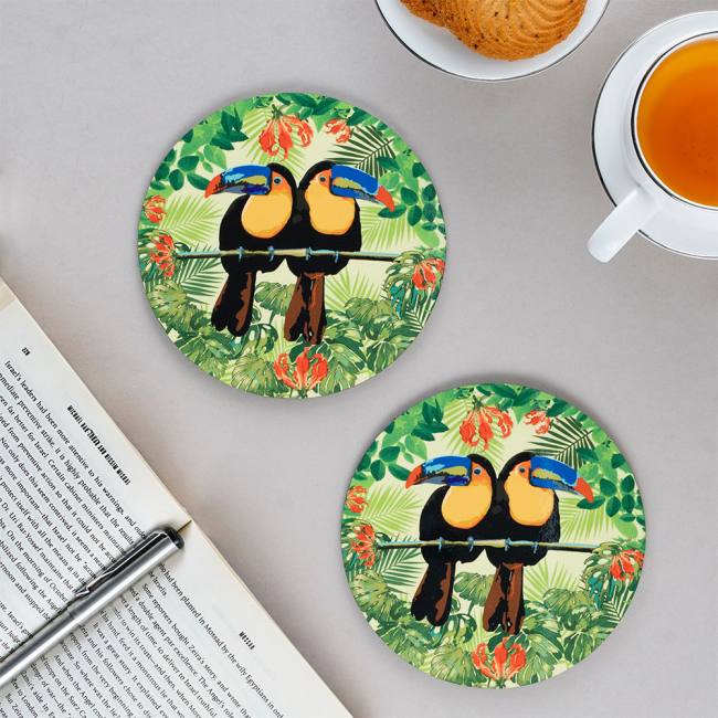 Wooden Coasters (Set of 2) - Tropical Lush
