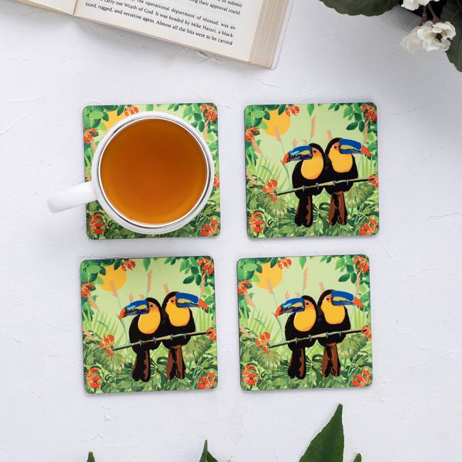 Wooden Coasters (Set of 4) - Tropical Lush