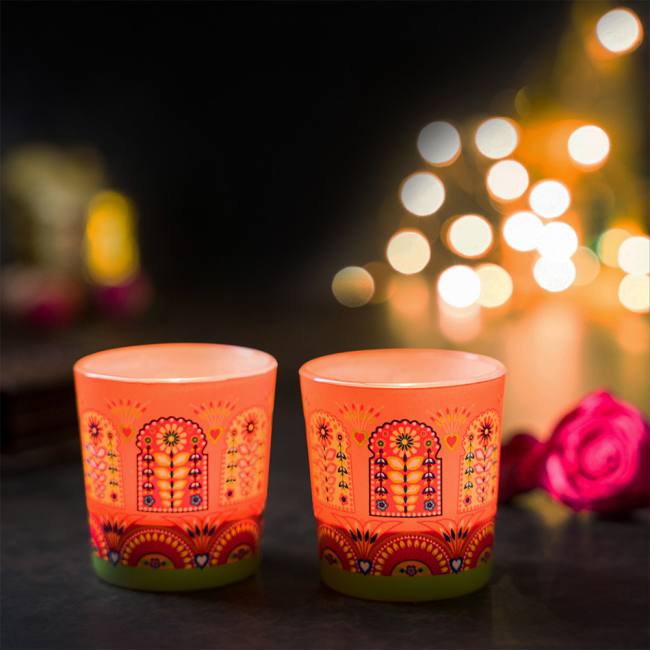KOLOROBIA Truck Art Candle Votive | Votives for Gifting on House Warming | Birthday | Anniversary, (Set of 2)
