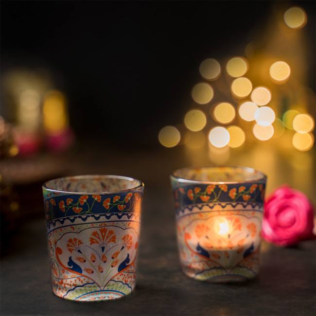 Decorative Votive Holder| Perfect Gift for Home | Kolorobia turkish-fervor-frosted-candle-votives