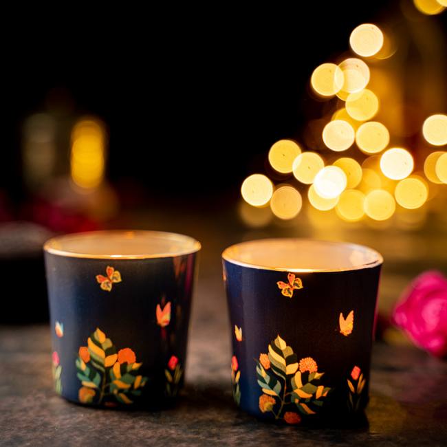 KOLOROBIA Vibrant Bliss Blue Candle Votives | Votives for Gifting on House Warming | Birthday | Anniversary | (Set of 2)
