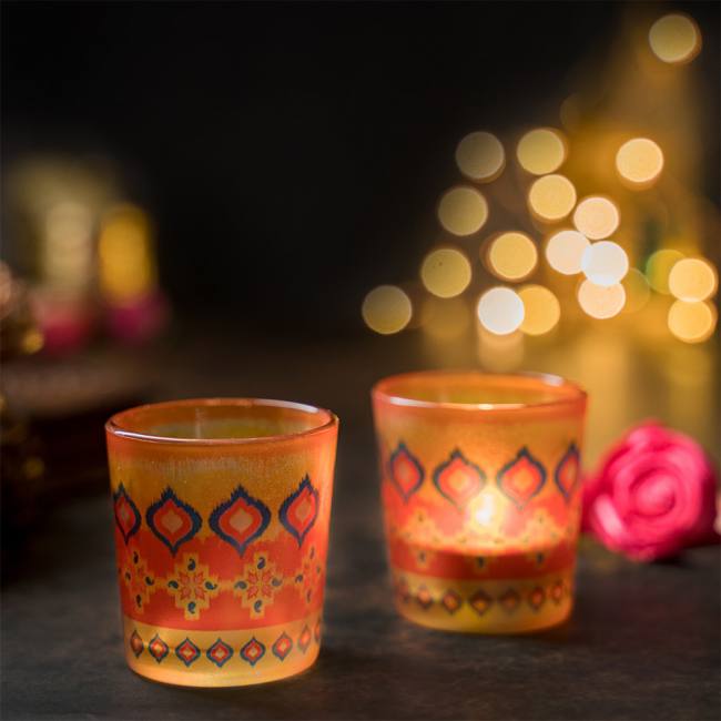 Candle Votives (Set of 2) - Dazzling Ikat