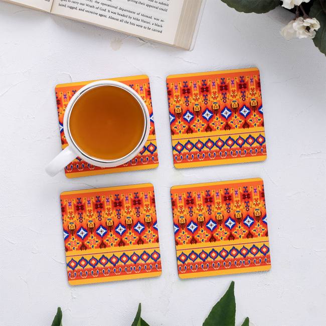 Wooden Coasters (Set of 4) - Dazzling Ikat