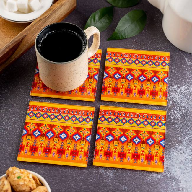 Glass Coasters (Set of 4) - Dazzling Ikat