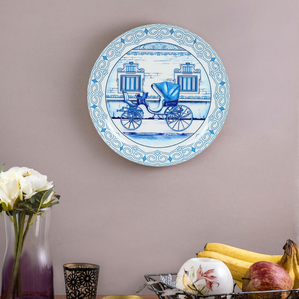 Decorative Wall Plate - Vintage Cart Blue Pottery