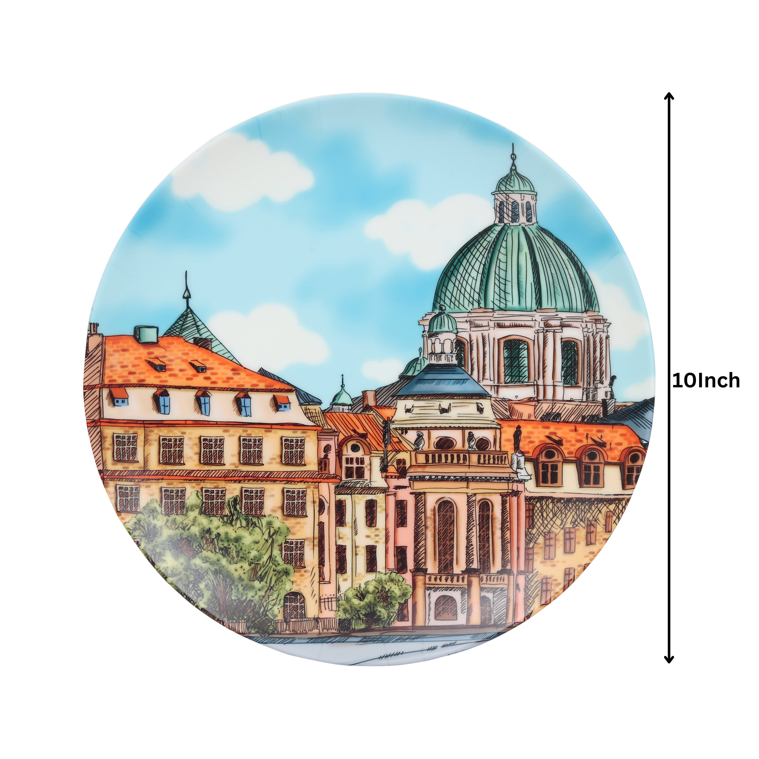 Decorative Wall Plate - European Architecture Prague ( Matte Finish)