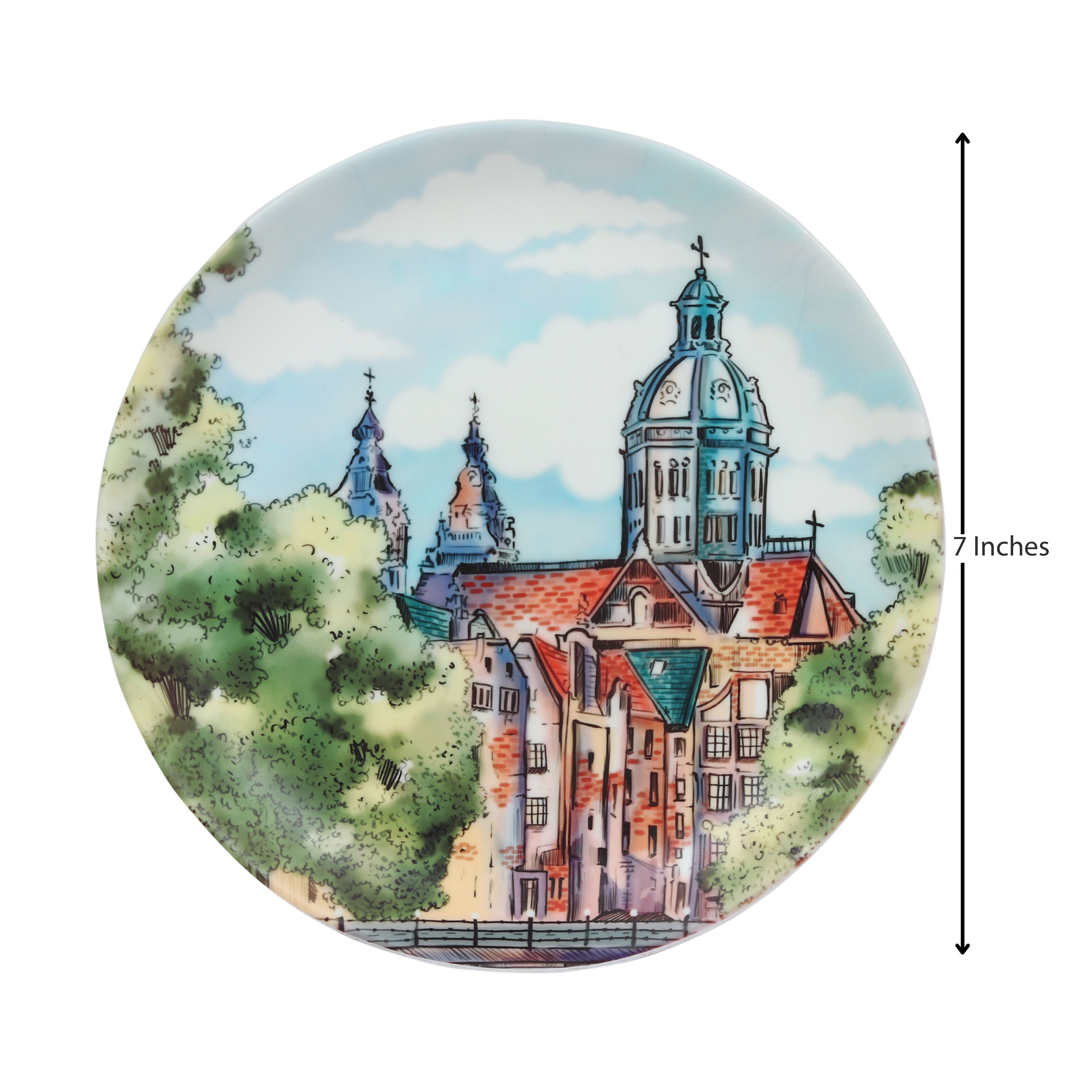 Decorative Wall Plate - European Architecture (Matte Finish)