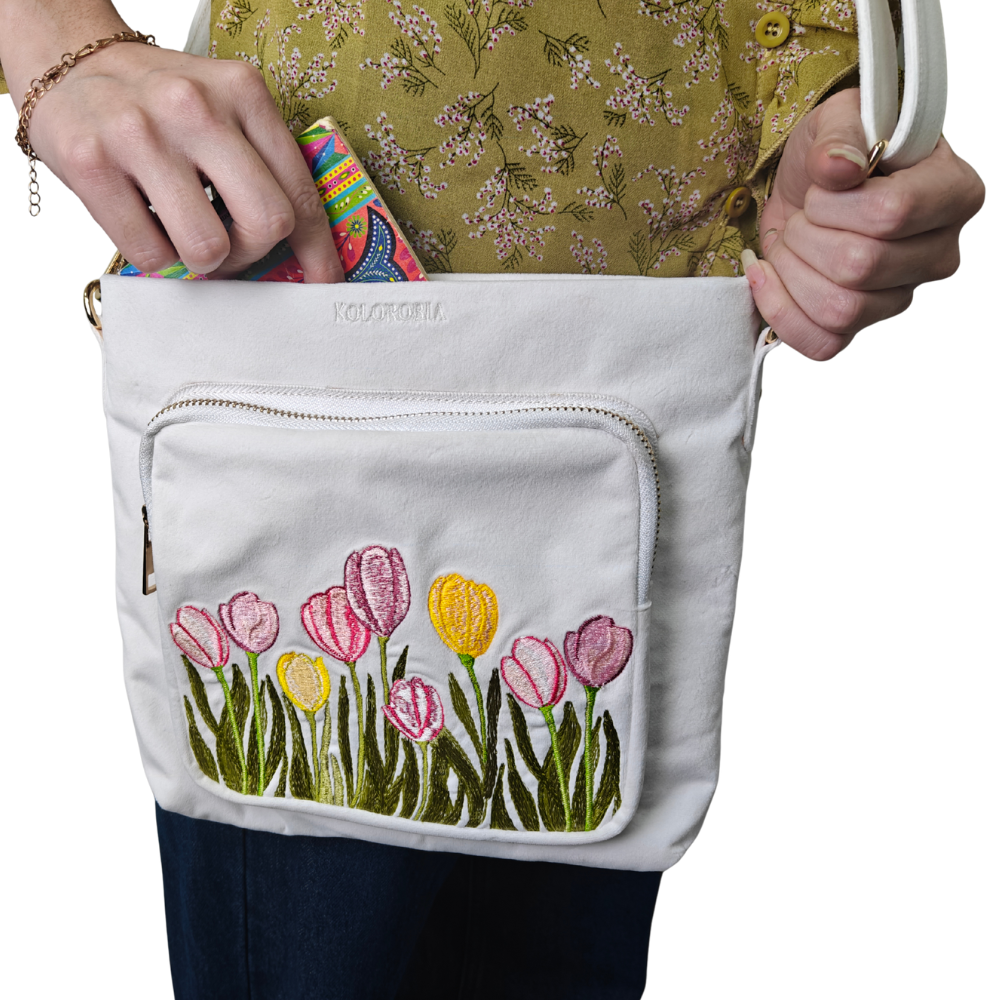 Tulip Embroidered Sling Bag