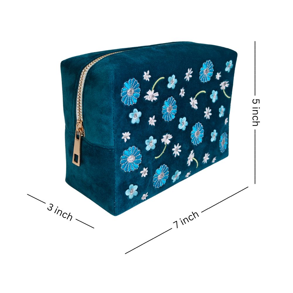 Travel Pouch - Aqua Bloom Scatter