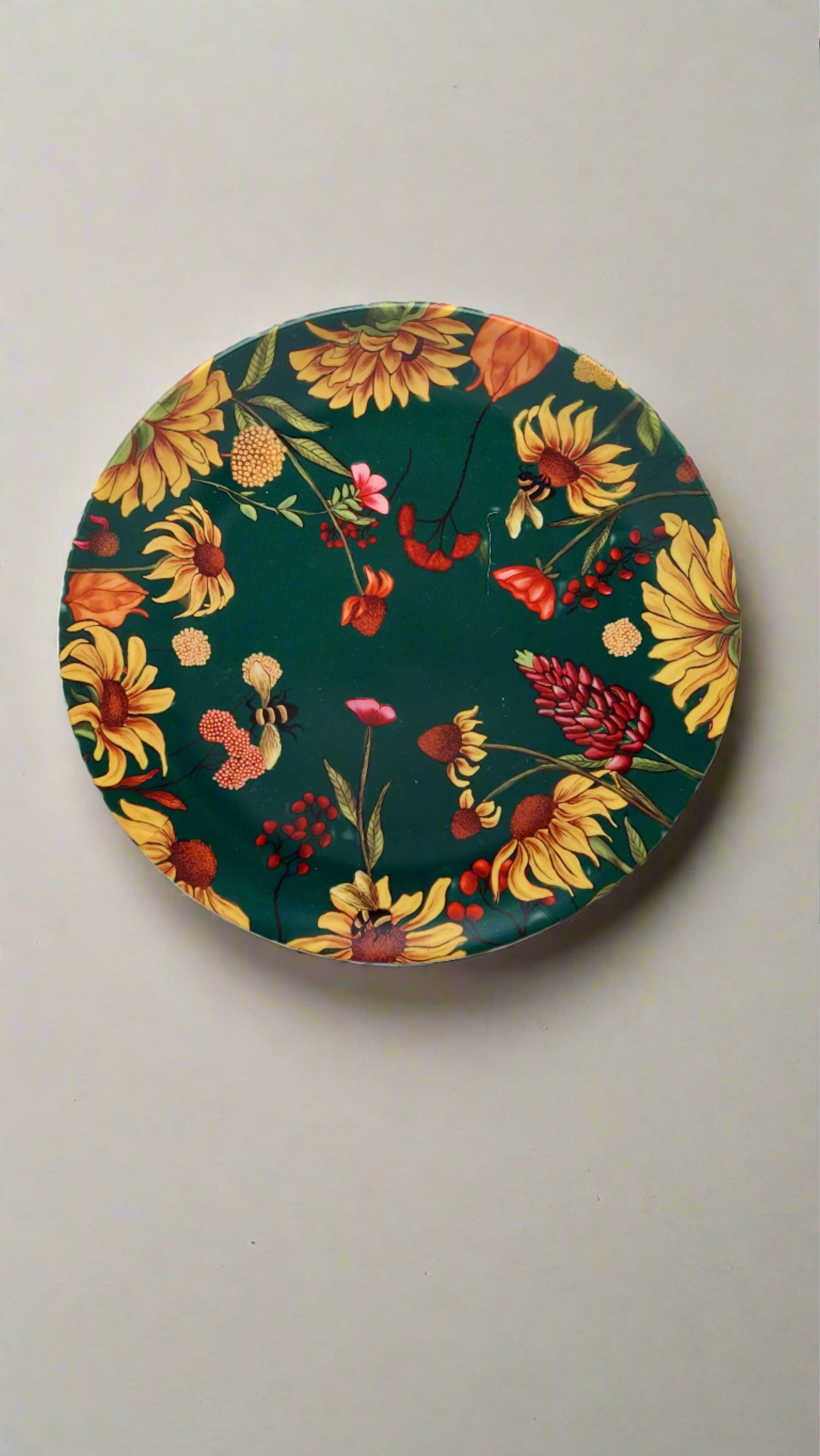Decorative Wall Plates - Floral Bliss Green
