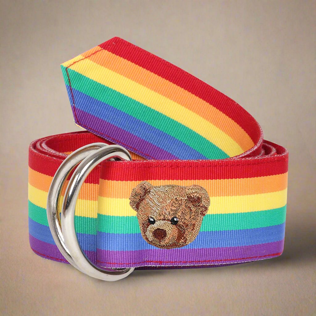 Pride Grosgrain Ribbon D-Ring Embroidered Belt