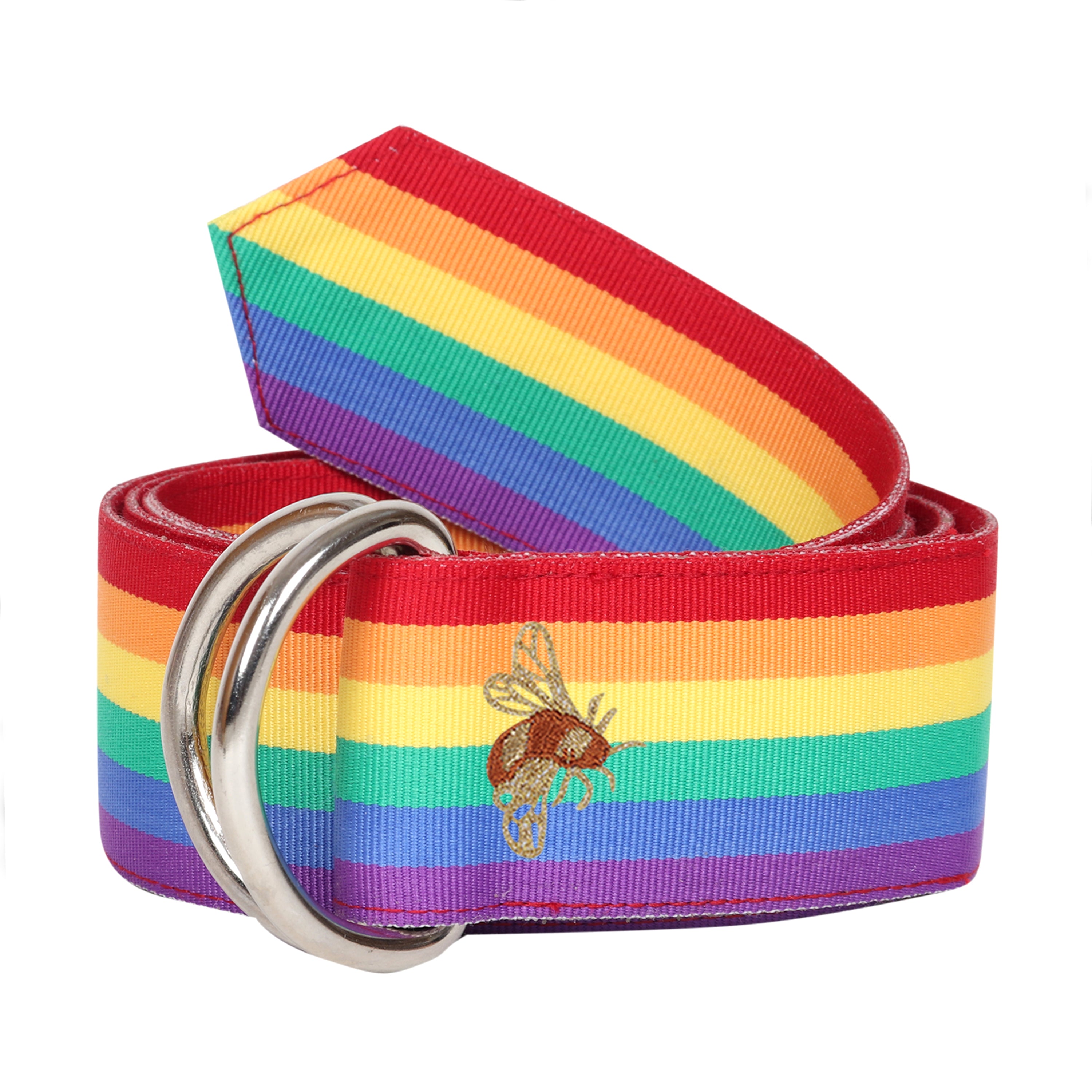 Pride Grosgrain Ribbon D-Ring Embroidered Belt