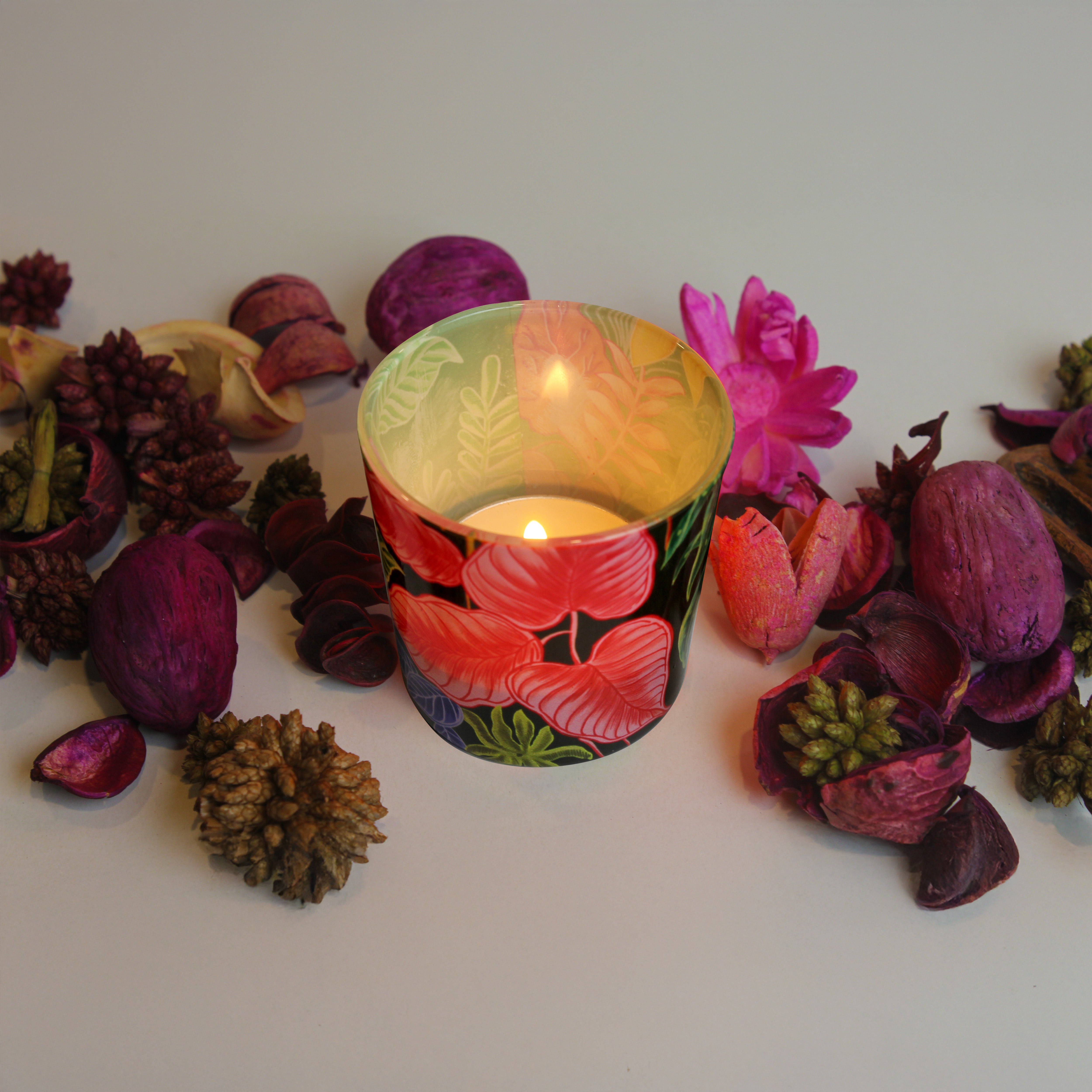 Candle Votives (Set of 2) - TROPICAL FLORA