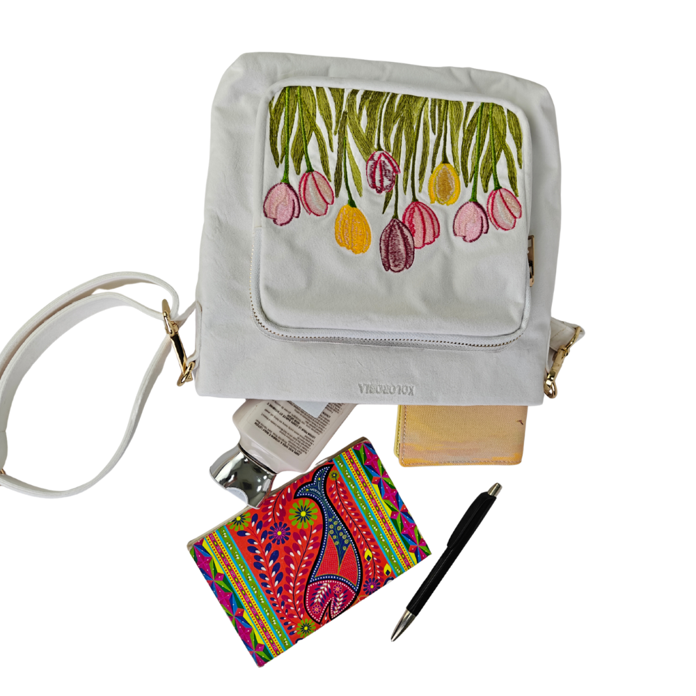 Tulip Embroidered Sling Bag