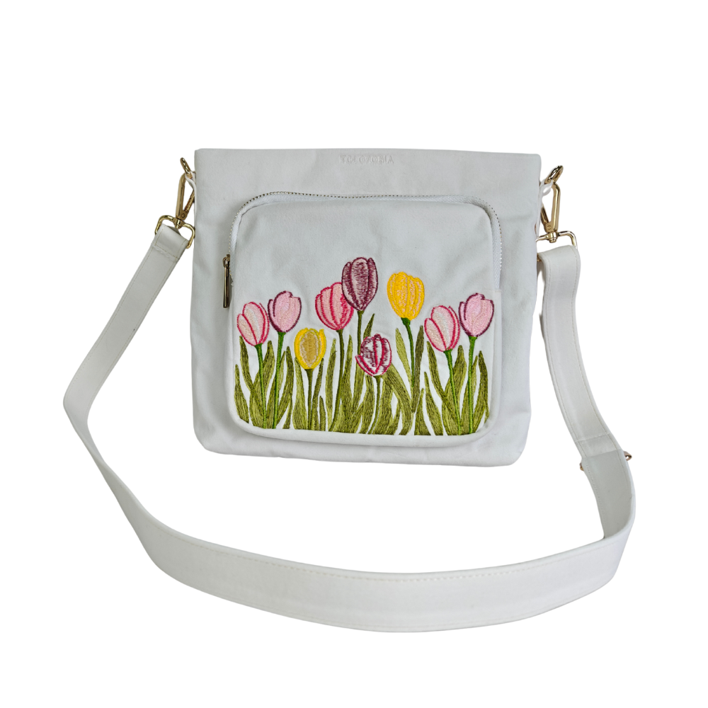 Tulip Embroidered Sling Bag