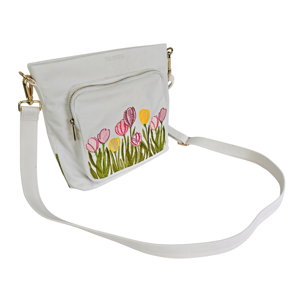 Tulip Embroidered Sling Bag