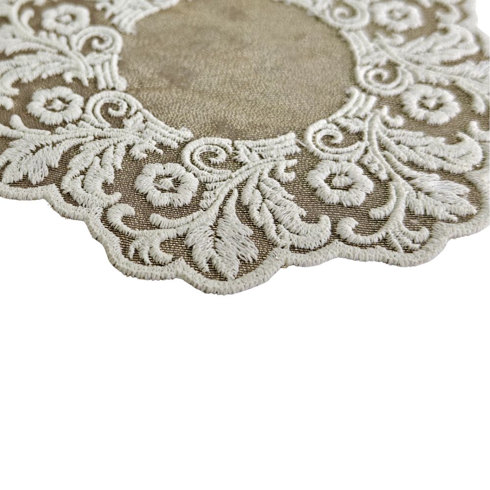 Embroidered Coaster - Antique Ivory