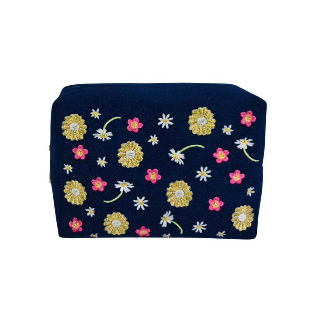 Travel Pouch - Midnight Daisy Meadow