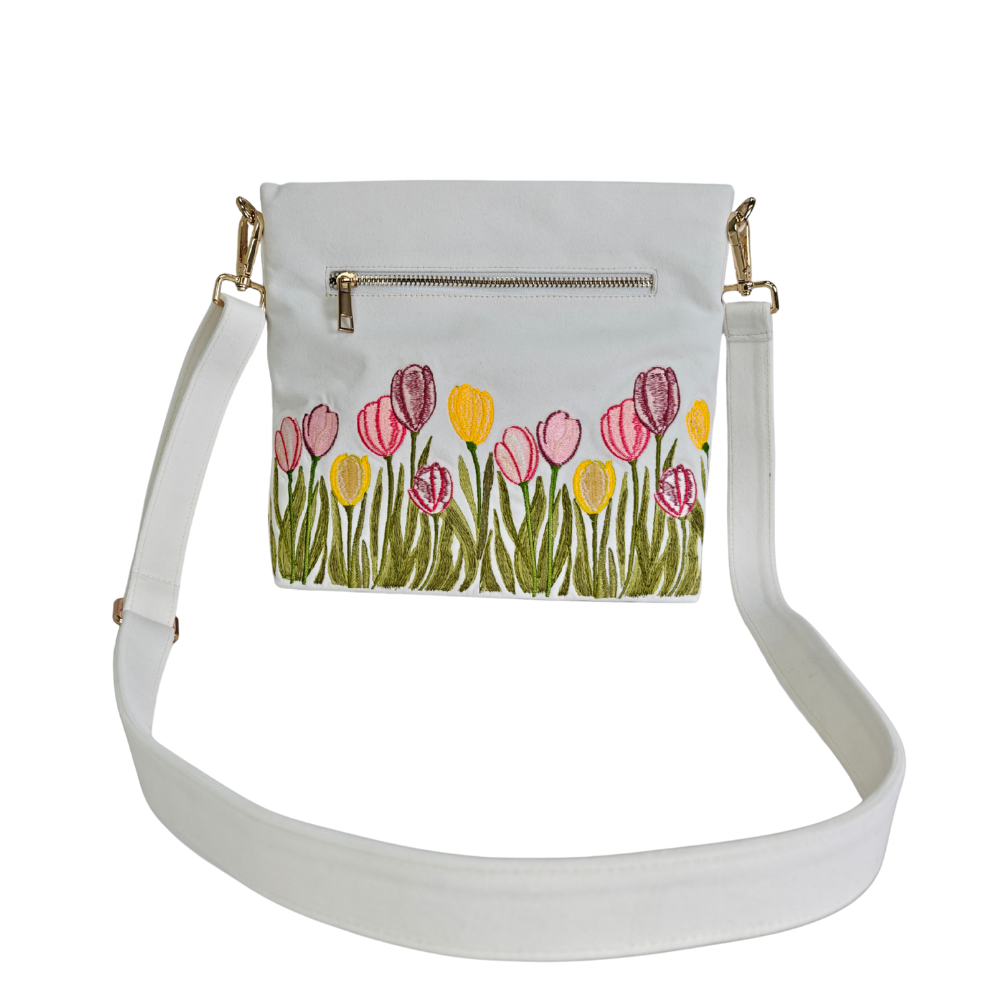Tulip Embroidered Sling Bag
