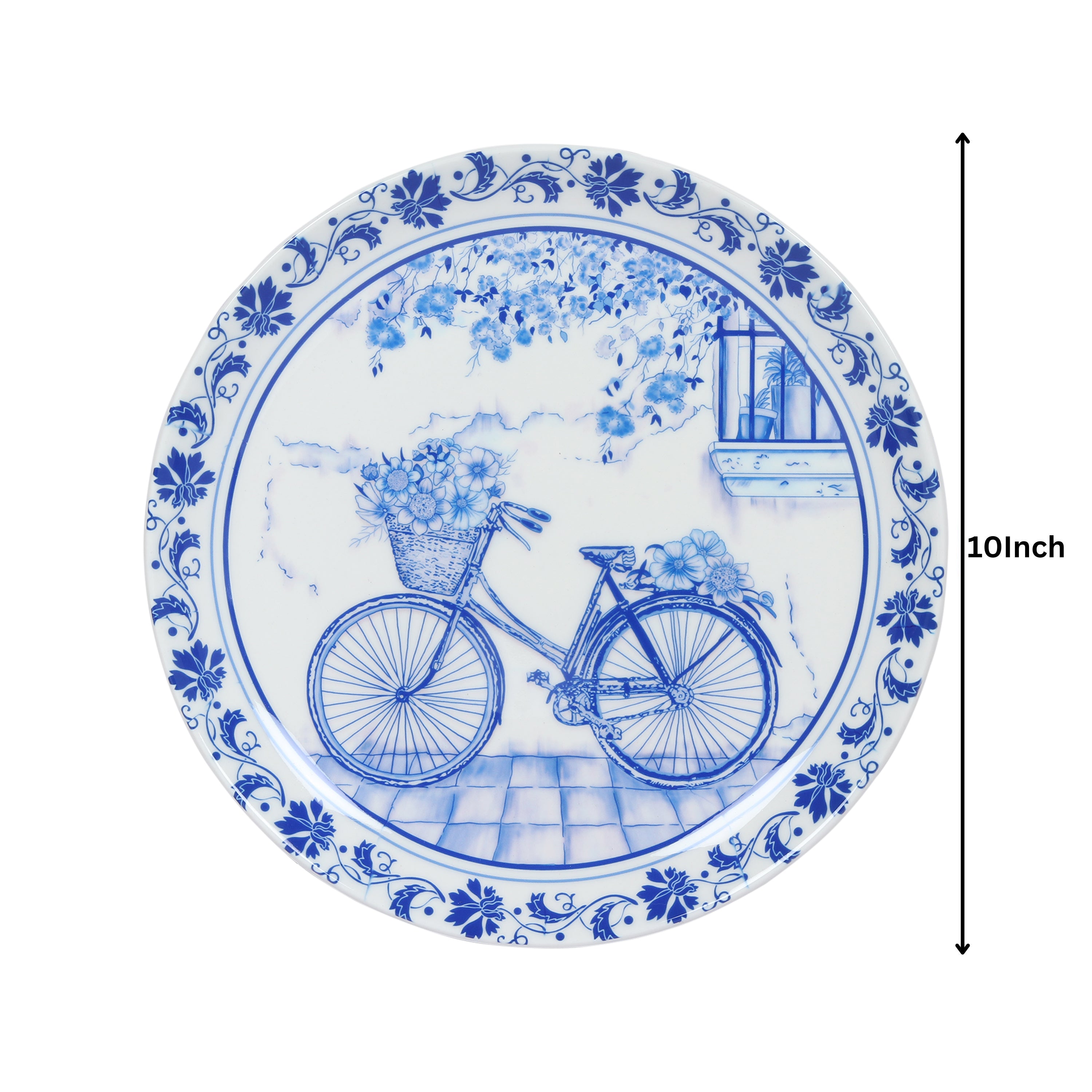 Decorative Wall Plate - Vintage Cycle Blue Pottery