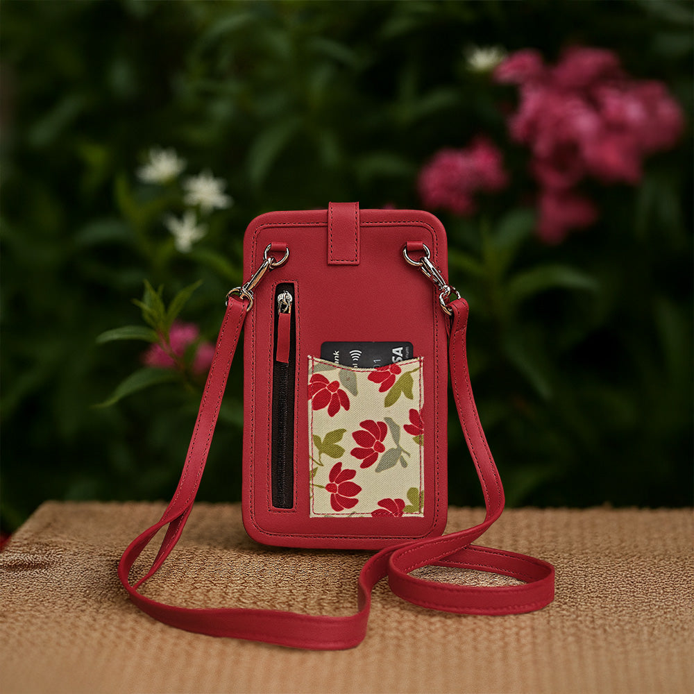 Red PU and Canvas Mobile sling