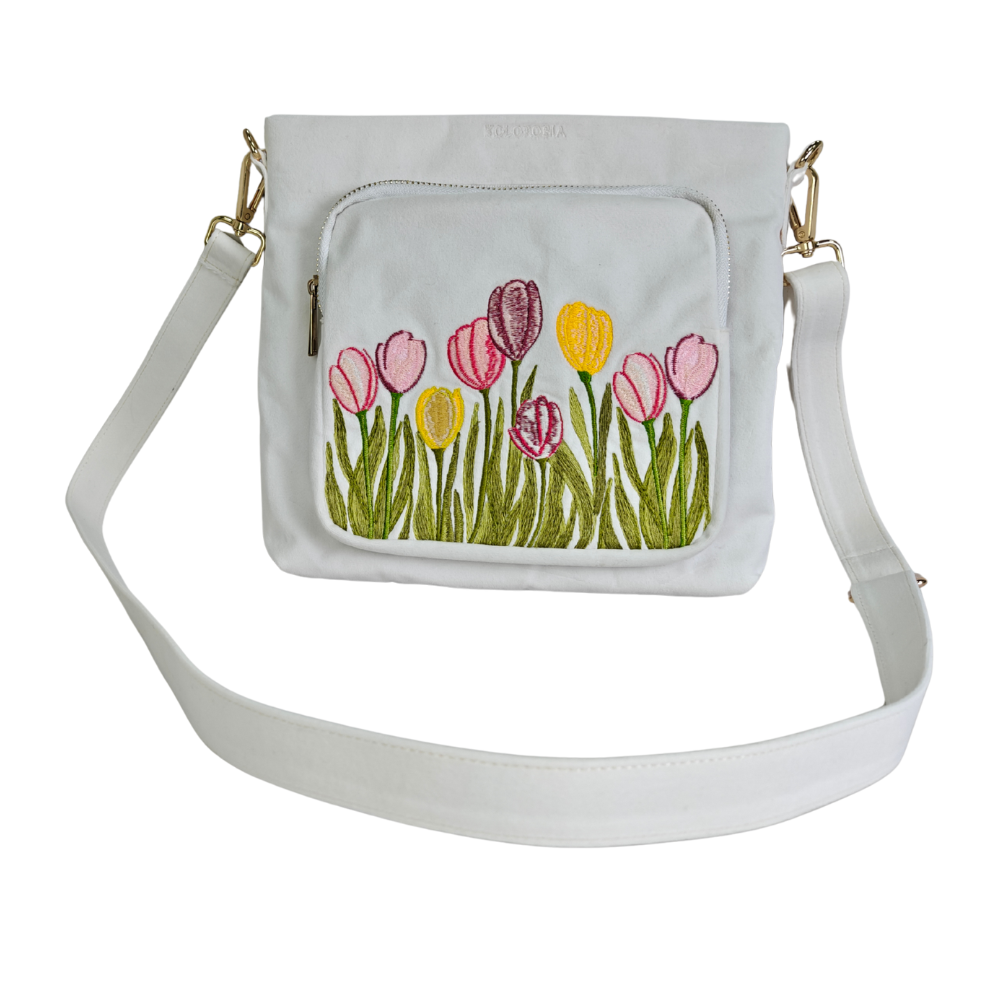 Tulip Embroidered Sling Bag