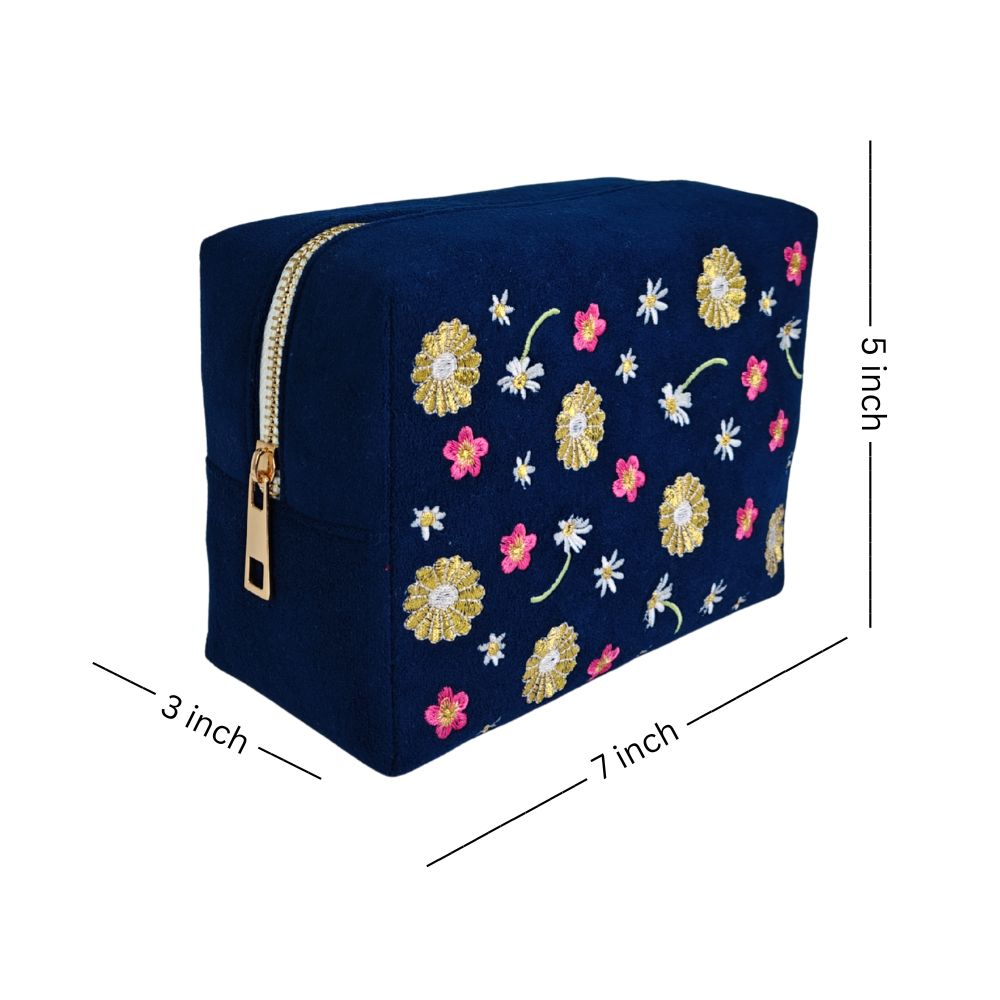 Travel Pouch - Midnight Daisy Meadow