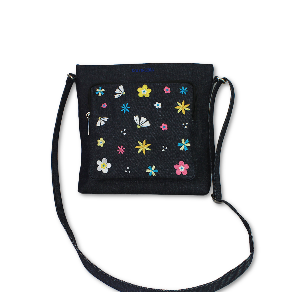 Summer Sprinkles Embroidered Denim Sling Bag