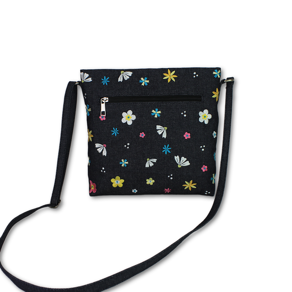 Summer Sprinkles Embroidered Denim Sling Bag