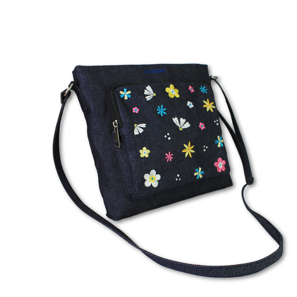 Summer Sprinkles Embroidered Denim Sling Bag