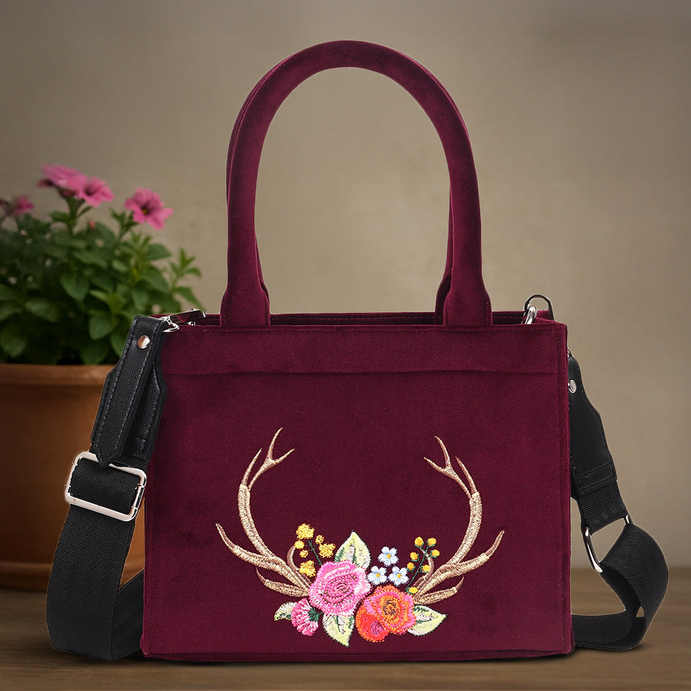 Stag Velvet Hand Bag