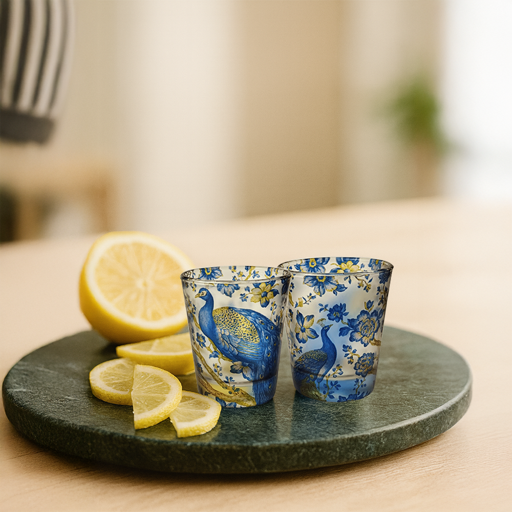 Glass Shot Glasses - Royal Plumage Paradise