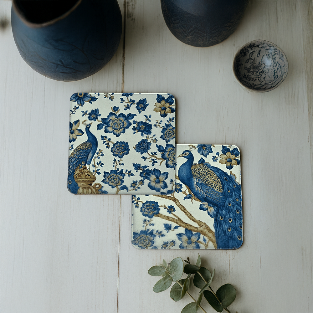 Acrylic transparent Coasters (Set of 2) - Royal Plumage Paradise