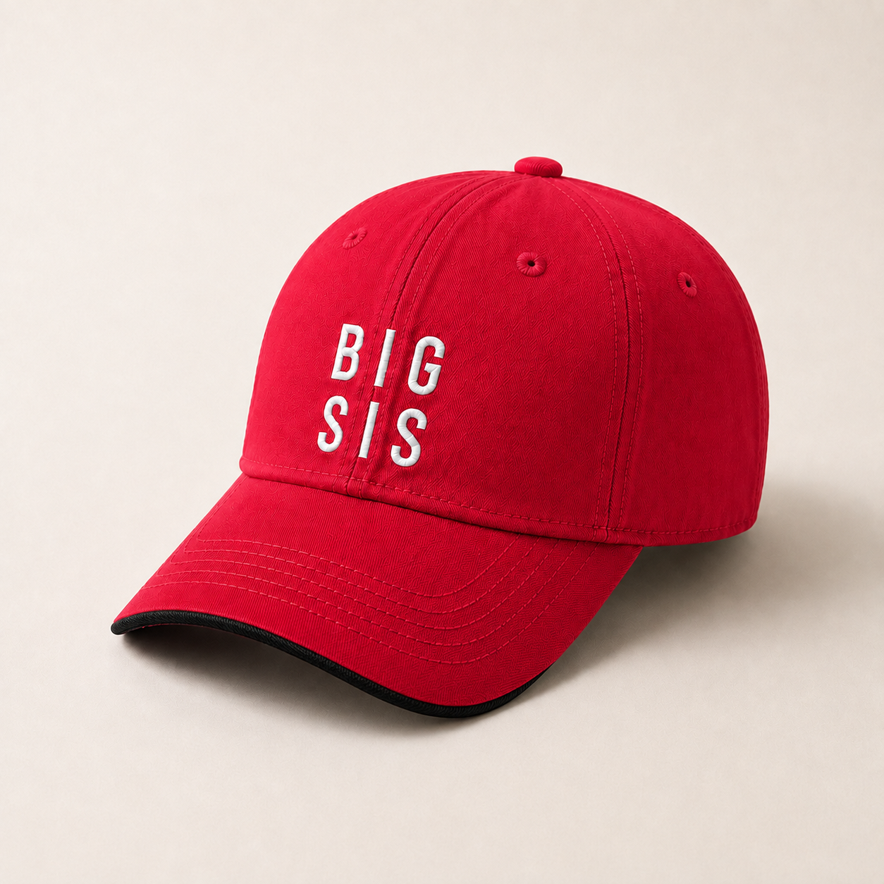 Caps Big SIS Text Red Baseball Cap