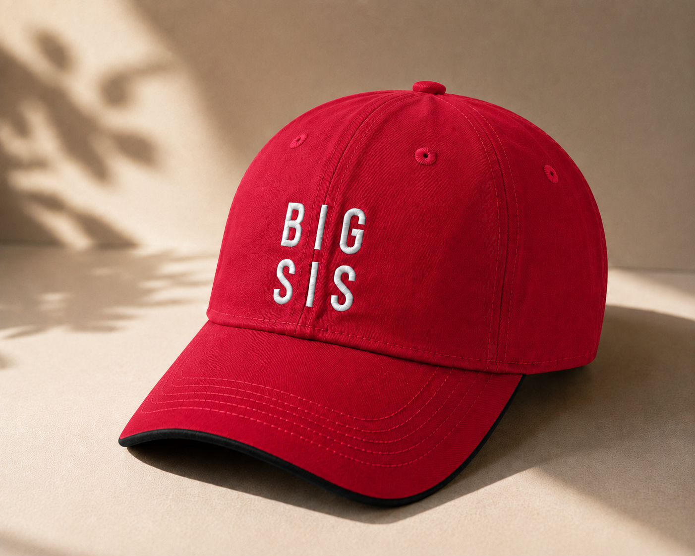 Caps Big SIS Text Red Baseball Cap
