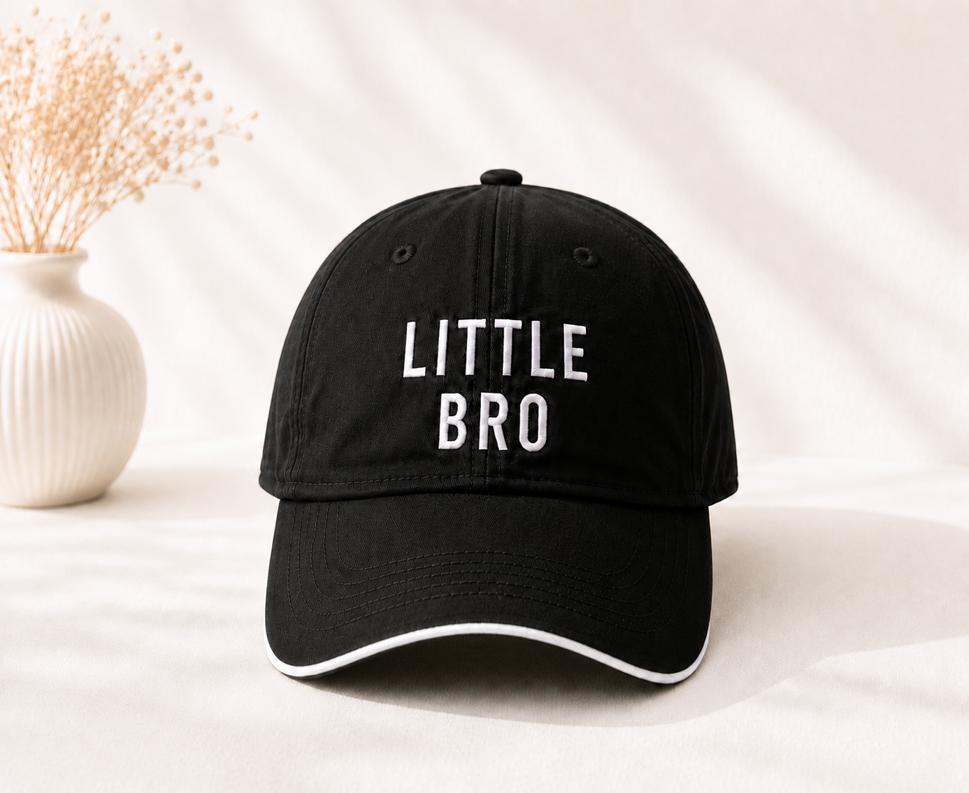 Cap Little Bro Text Black Color Baseball Cap