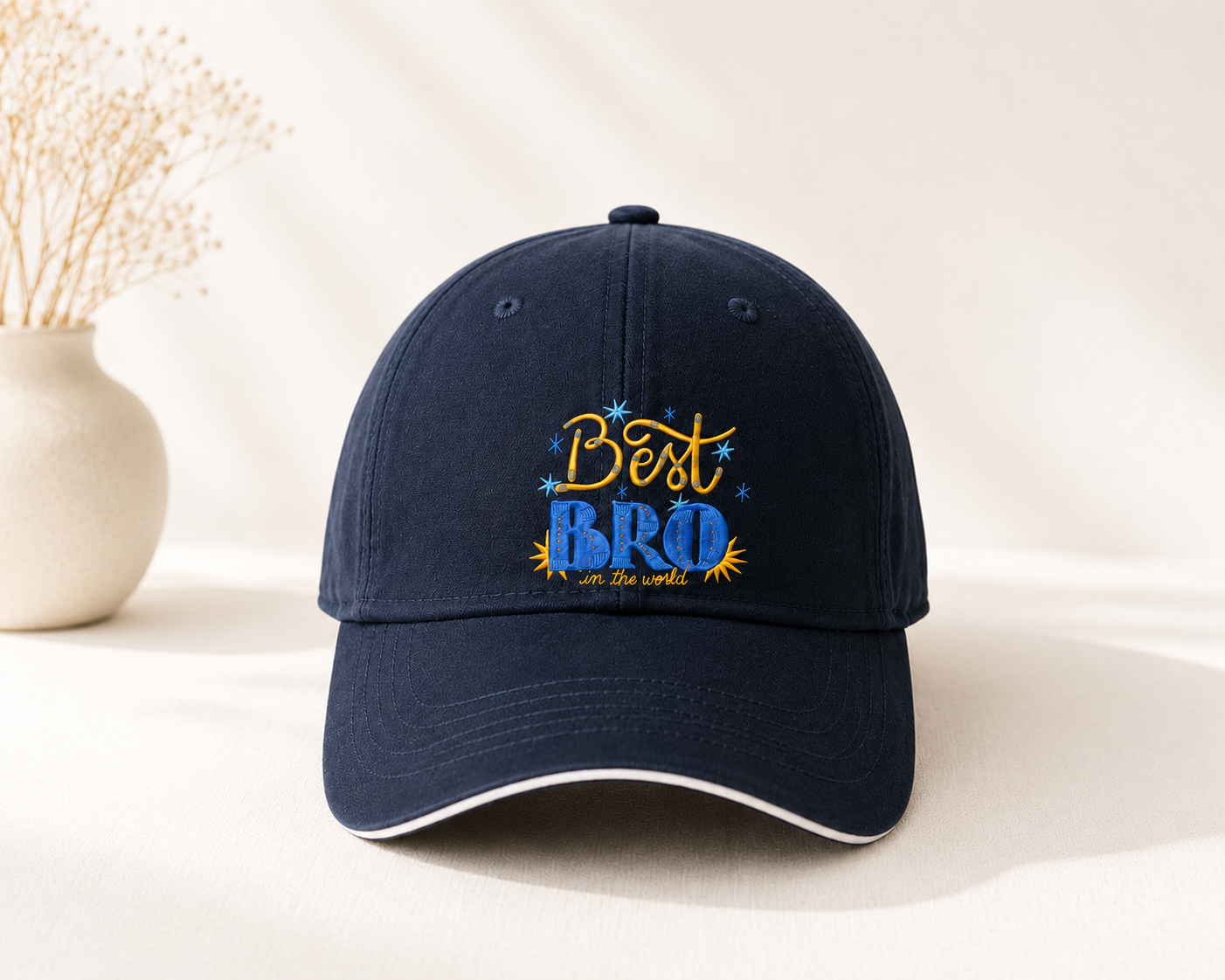 Cap Best Bro Text Navy Blue Color Baseball Cap