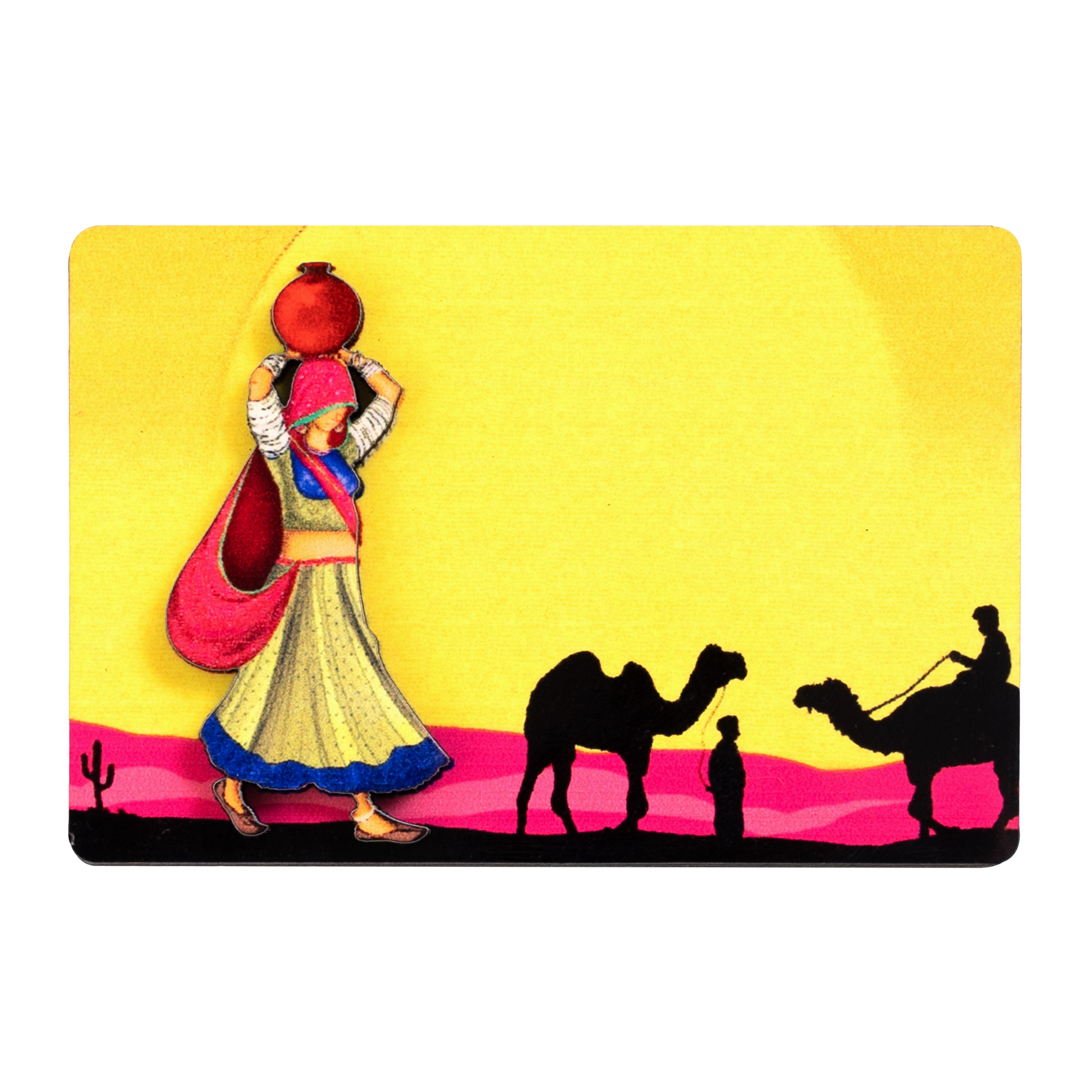 Fridge Magnets - 3D Rectangle Rajasthani Nomad Girl