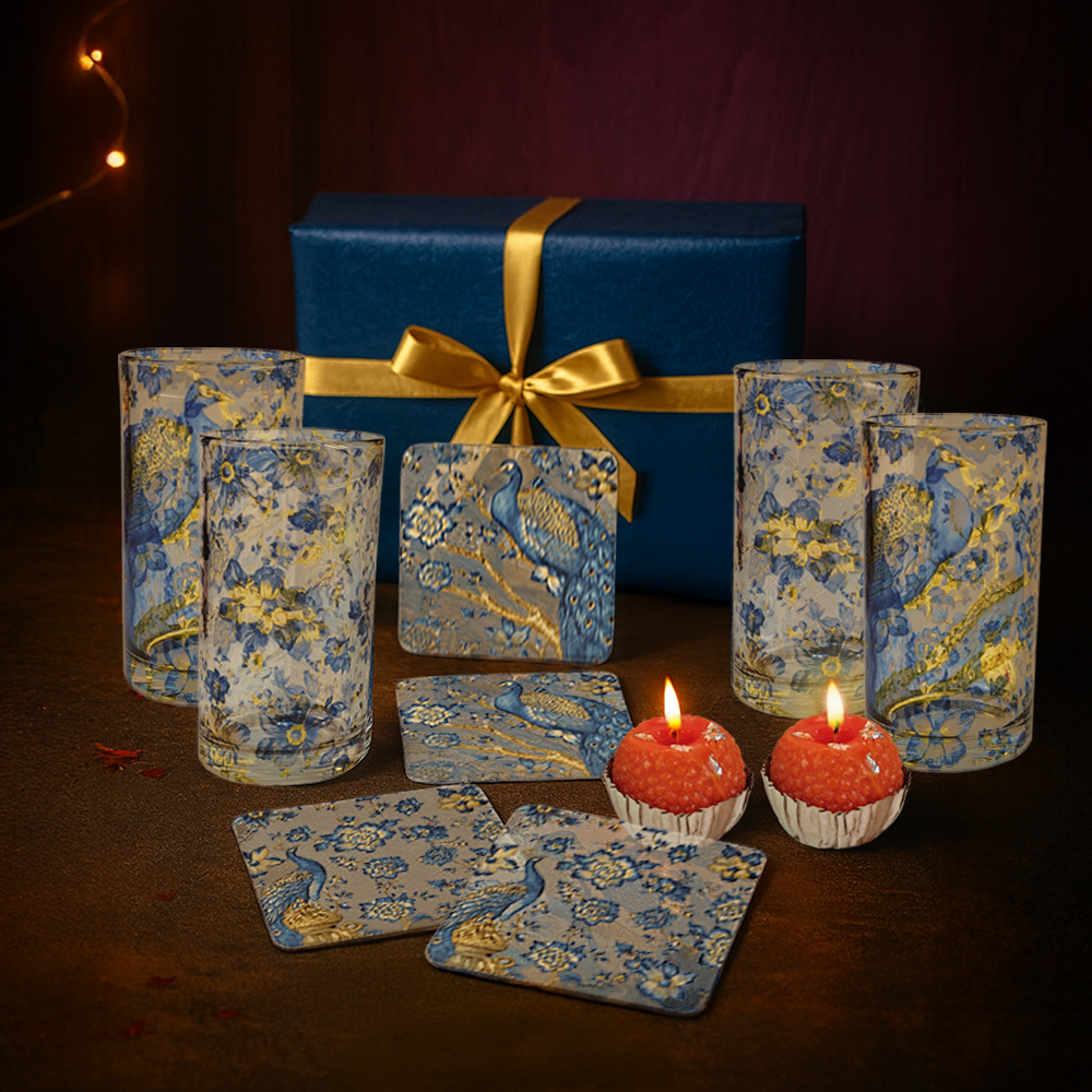 Glass Tumblers X Acrylic Coasters X Laddoo Candles
