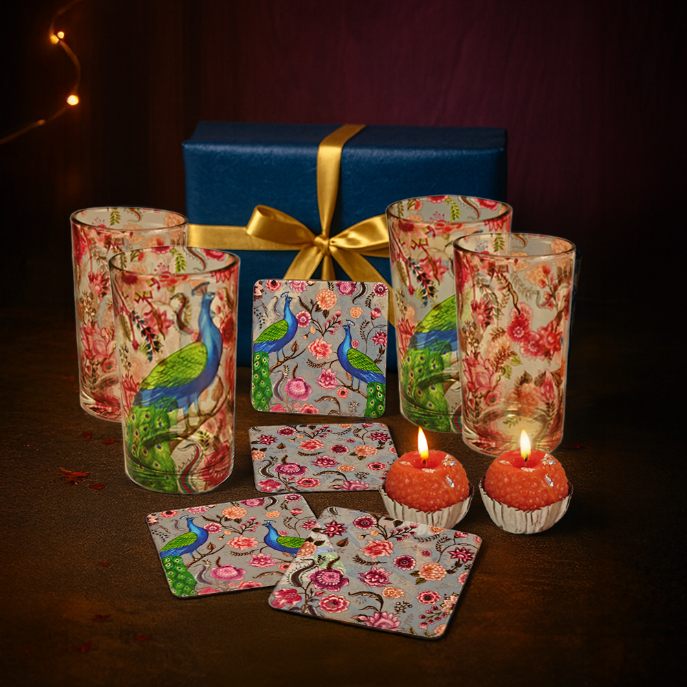 Glass Tumblers X Acrylic Coasters X Laddoo Candles