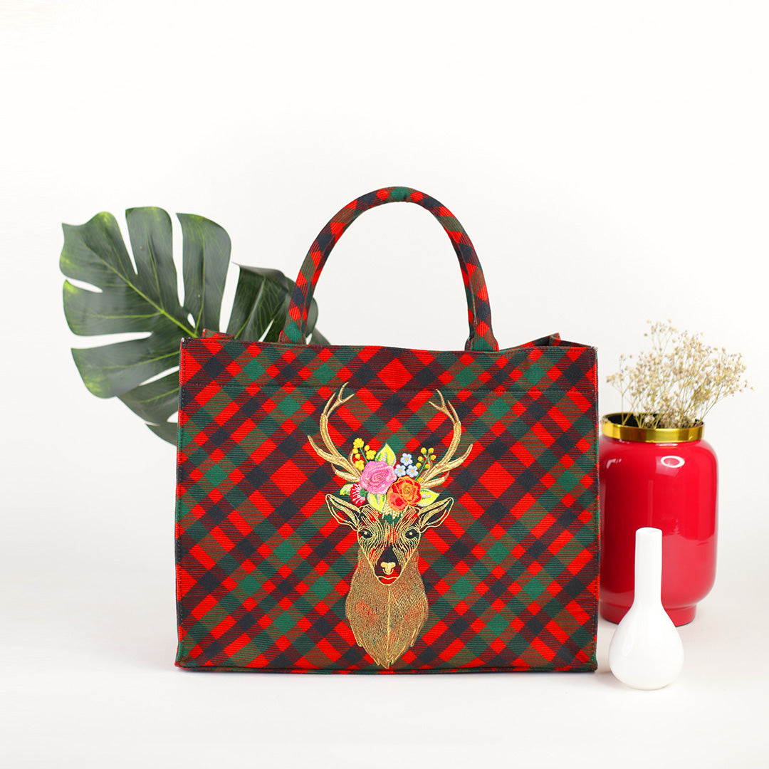 Rudolph Red Tartan Handbag - Large