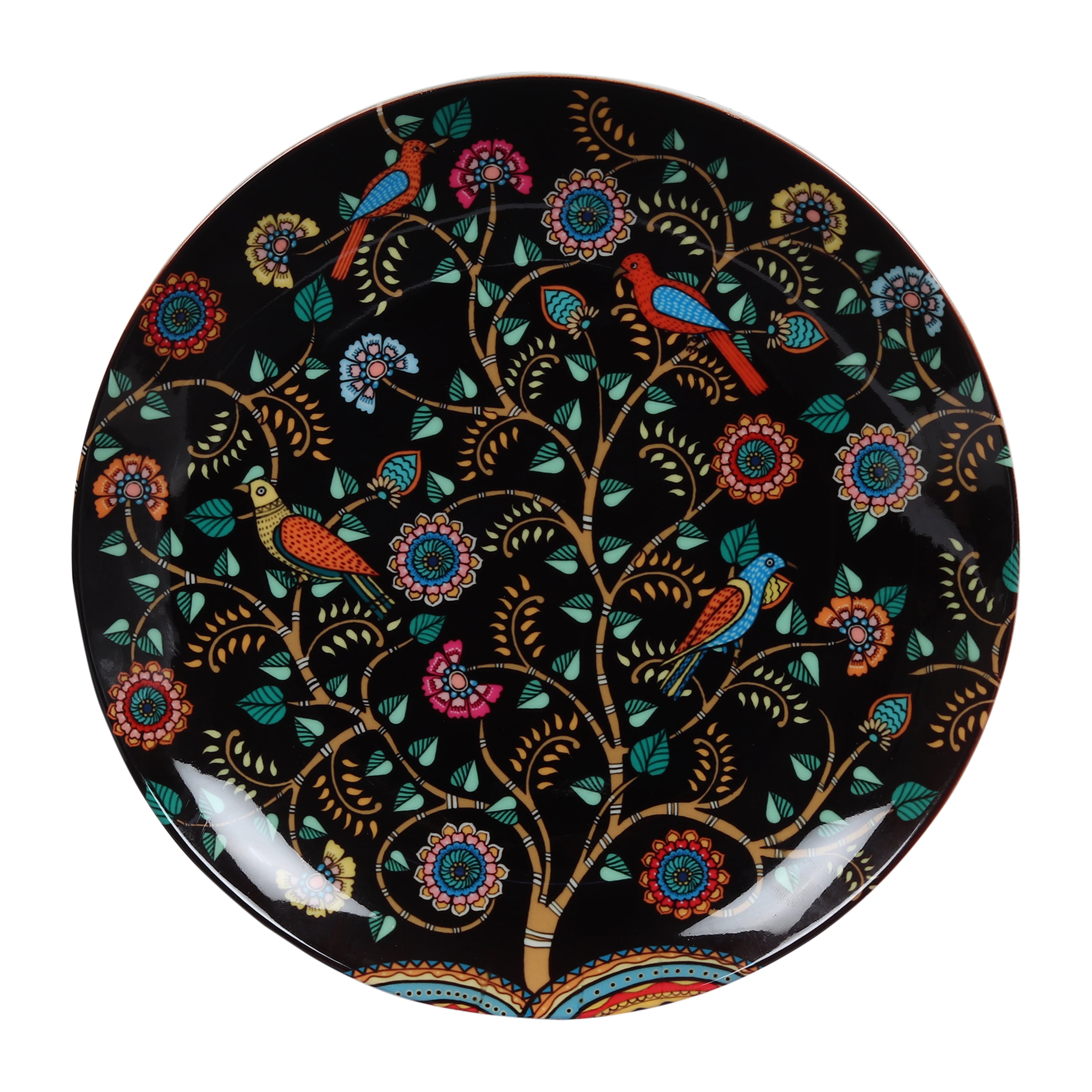 Decorative Wall Plates - Madhubani Art Black