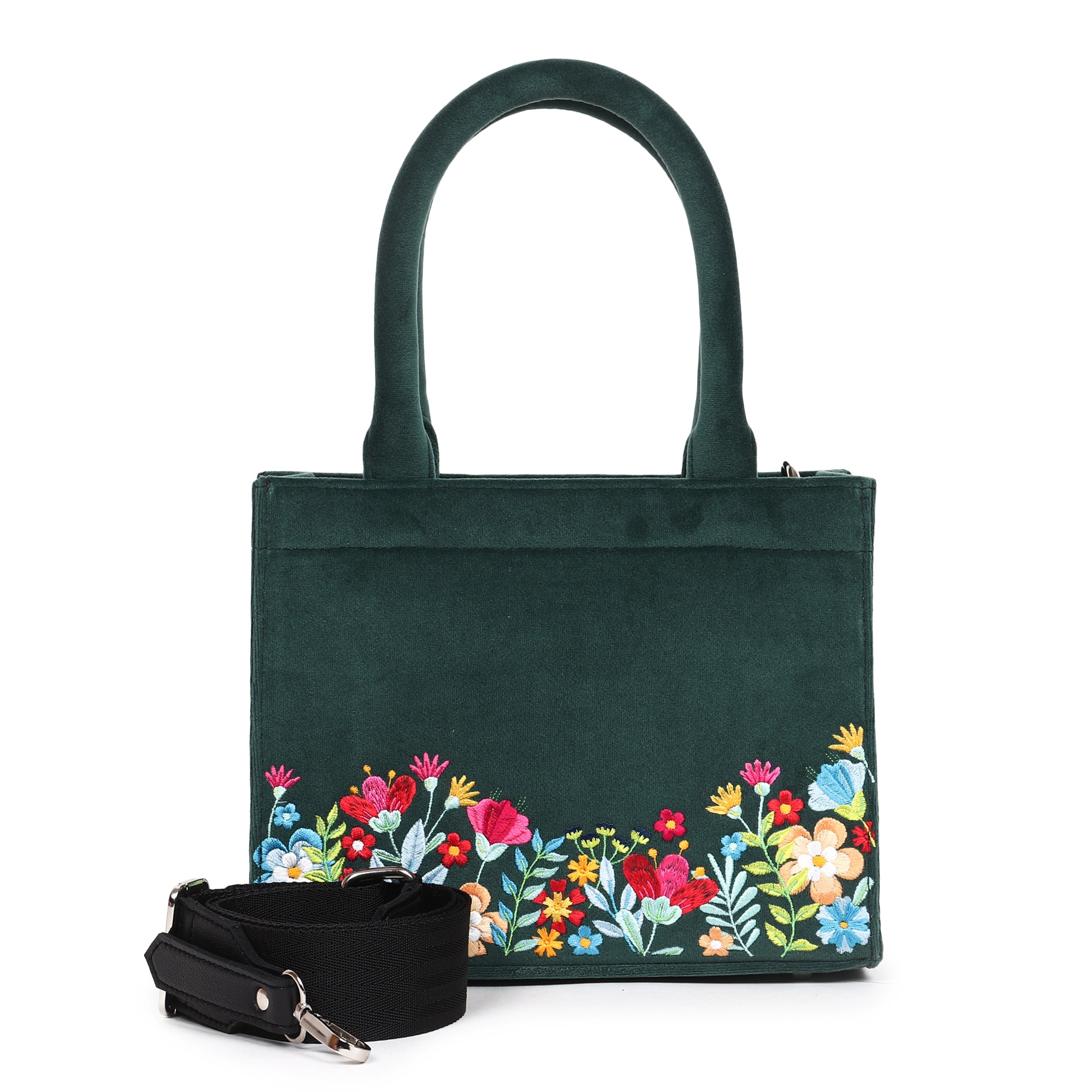 Velvet Floral Garden Embroidered Hand Bag