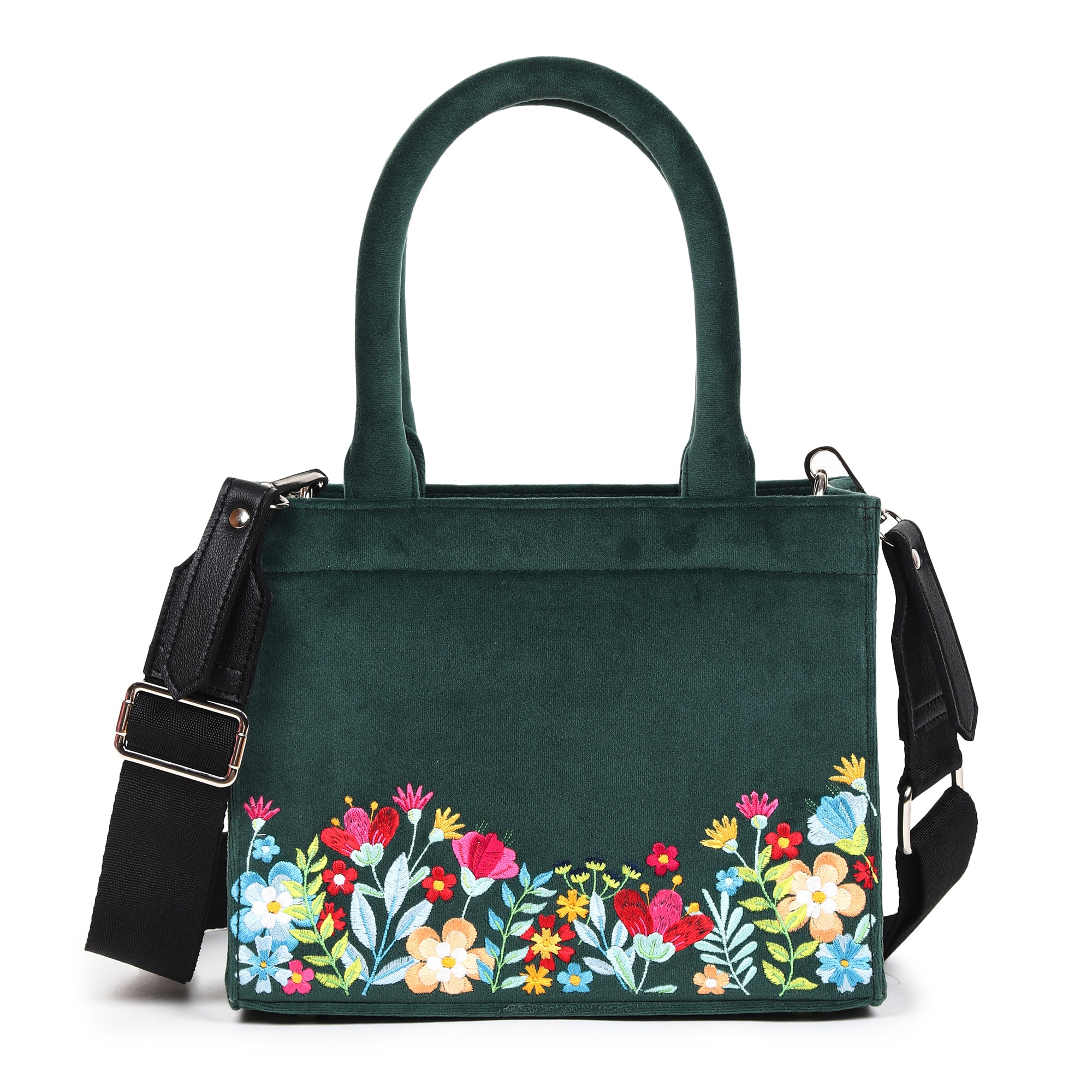 Velvet Floral Garden Embroidered Hand Bag