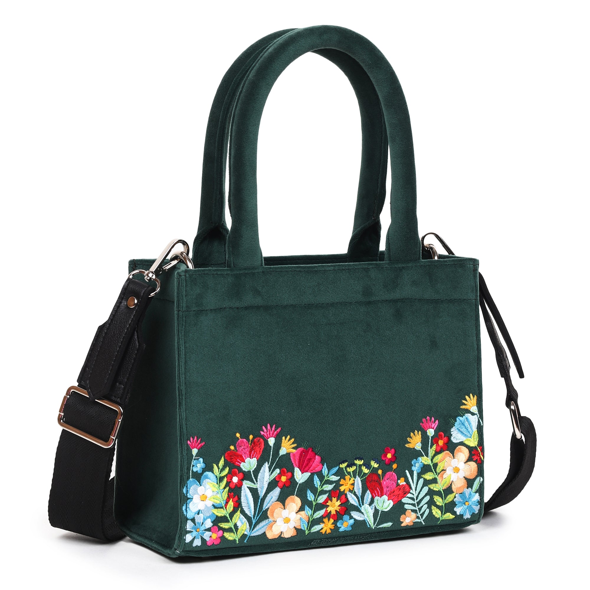 Velvet Floral Garden Embroidered Hand Bag